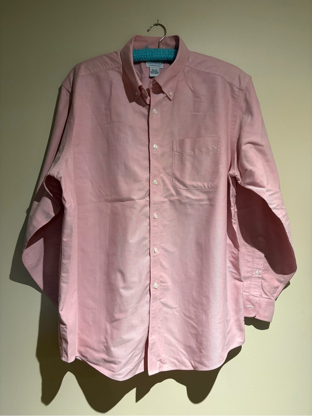 LL Bean 100% Cotton Button Down Long Sleeve Shirt Size 16 1/2-34 Traditional Fit